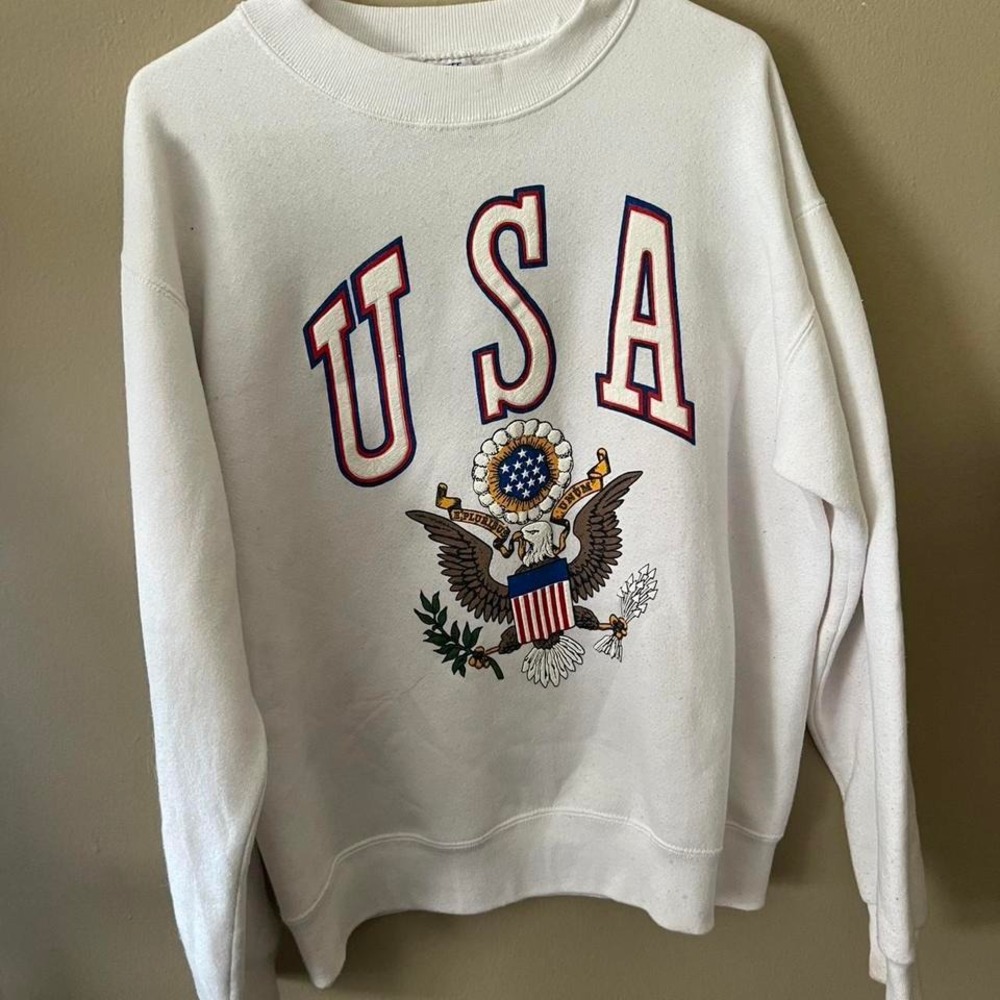 Vintage Santee‎ Sweats USA American Eagle Patriotic Sweatshirt Large